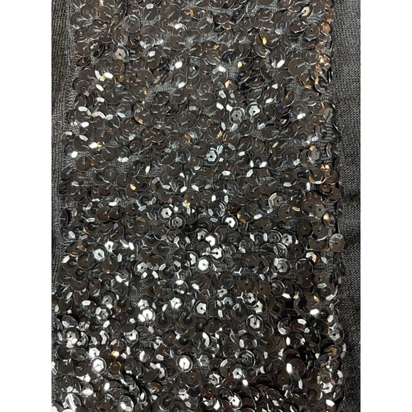 J Crew Wool Cardigan Black Medium Sequin Shawl Neck Cropped Long Sleeve - Picture 9 of 11